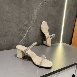 Giày sandal nữ cao gót vuông 5p quai trong kết xoàn mảnh ngang 2 kiểu mang - SD190